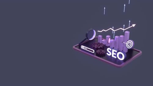 3D Animated SEO Marketing Data Growth on Tablet