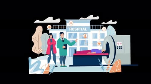 Flat Design Hospital Medical Scan Animation