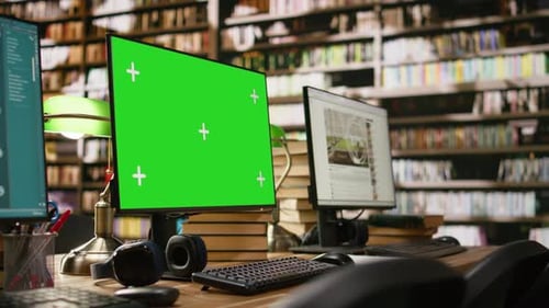 Green Screen Desktop Monitor Mockup with Tracking Markers