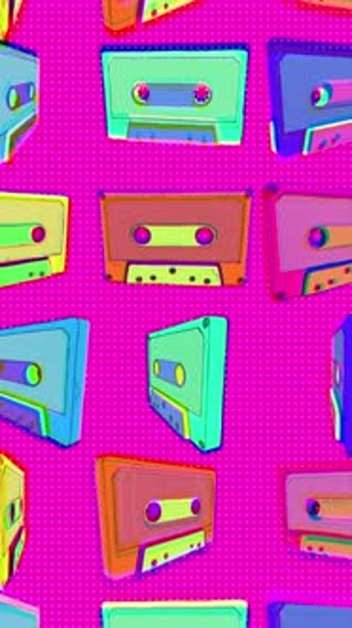 Retro Colorful Cassette Tapes Looping Animation