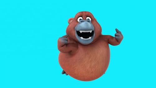 Divertido orangután de dibujos animados en 3D (con canal alfa)