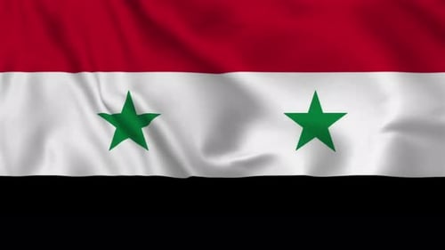 Waving Syrian Flag Realistic Fabric Animation