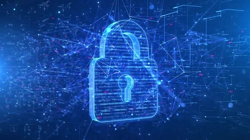 Glowing Digital Padlock Cyber Security Network Background