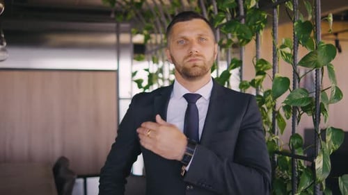 Portrait of Male Businessman Working in a Modern Office Portrait of a Male Boss in a Formal Suit