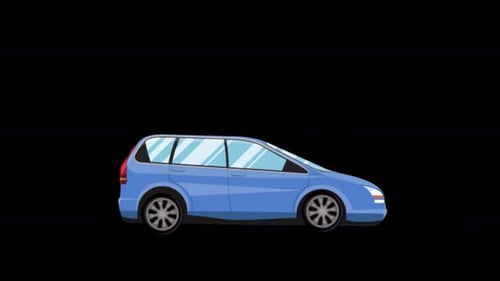 Blaues Cartoon-Autofahren auf Alpha-Kanal 4K