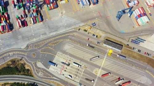 Global Logistics Hub Aerial View of Busy Industrial Container Port