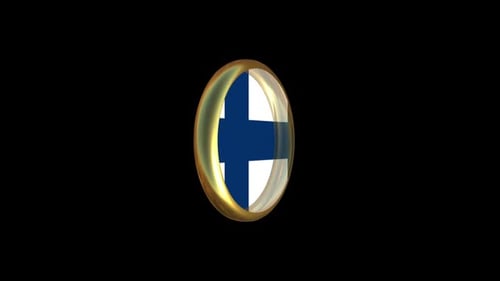 3D Finland Flag Emblem Spinning Animation