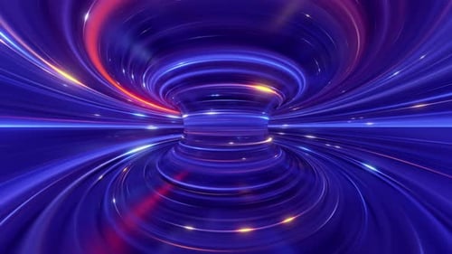 Glowing neon lines slide and rotate.