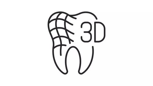 3D Tooth Scan Line Art Icon Animation