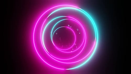Neon Glowing Circular Tunnel Abstract Looping Background