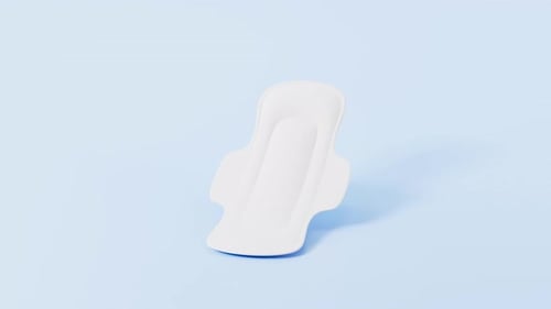 Weißes Modell einer Menstruationskissen, 3D-Darstellung.