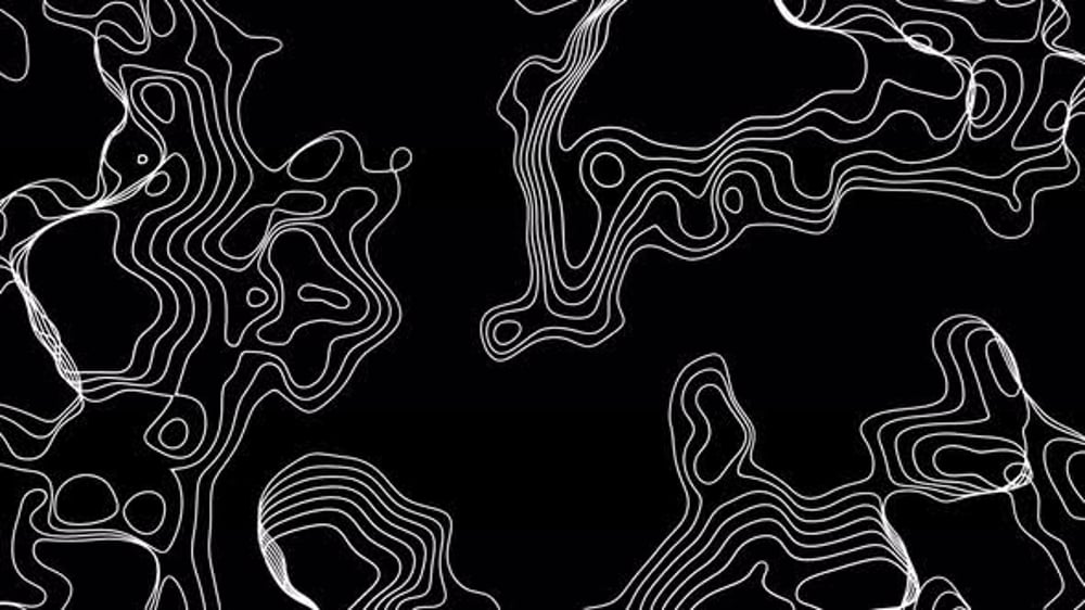 Abstract animated outline topographic contour map. Moving waves on ...