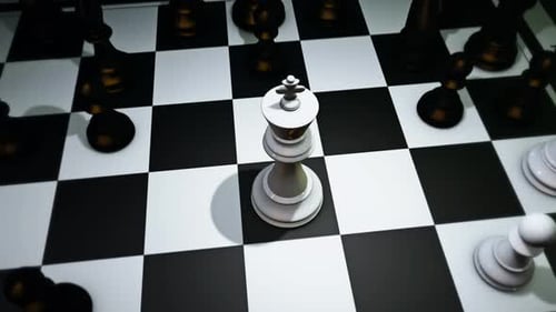White King Chess Piece Appears on Strategic Checkered Board
