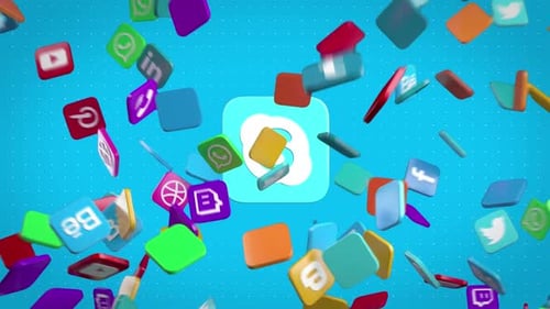 Animated Social Media App Icons Logo Reveal