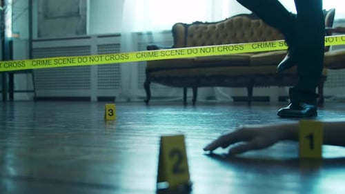 Crime Scene Investigation With Investigator Taking Photos