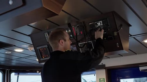 Captain is calling Mayday on emergency VHF Channel 16 from wheelhouse