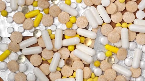 Variety of Pills and Capsules Close Up