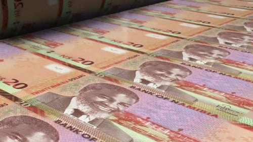 Printing 20 Namibian Dollars on a Production Line Loop