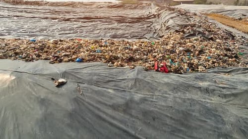 Garbage piles in landfills From an aerial view, Drone