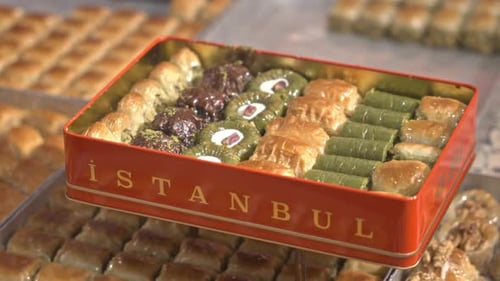 Présentoir de baklava turc cinématographique avec boîte-cadeau Istanbul