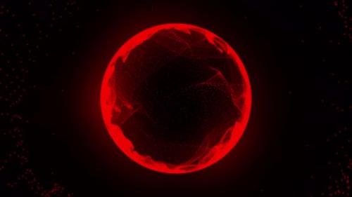 Abstract Red Digital Sphere Plexus Particle Animation
