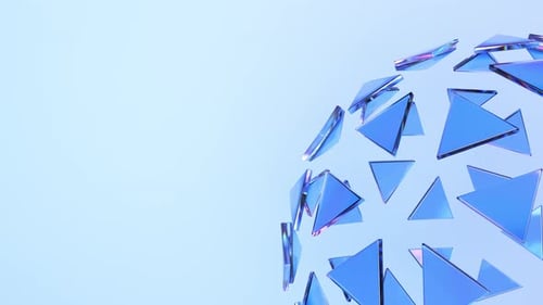 Abstract Geometric Blue Glass Triangles Rotating Sphere