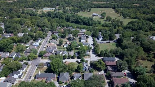Neighborhood near Lexington Kentucky - daytime drone flyover