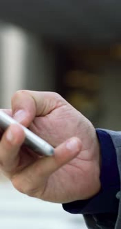 Hands, phone and texting on business trip in city, scroll and search for location on commute