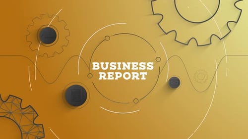 Animated Geometric Business Report Title with Icons
