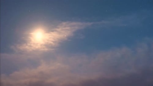 Night Sky with Moon and Stars, Clouds Time Lapse