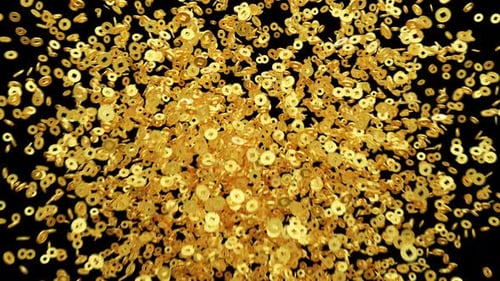 Golden Chinese Coins Falling Alpha Channel Animation