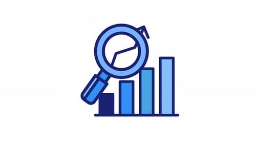 Animated Magnifying Glass Analyzing Growing Bar Chart Icon