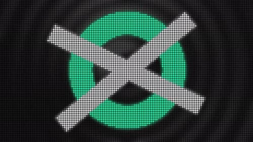 Pixelated Prohibition Symbol Reveal on Digital Display