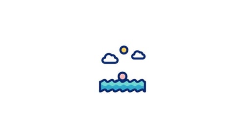 Animated Swimmer Icon in Flat Design Style