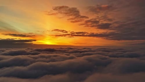 Breath Taking Cinematic Sunset Flight Above A Sea Of Clouds