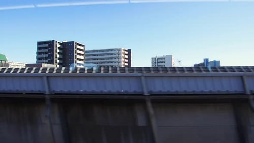 Transportation and Urban Concept - View of City and Railway From Moving