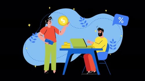 Flat Design Animation of Financial Transaction and Business