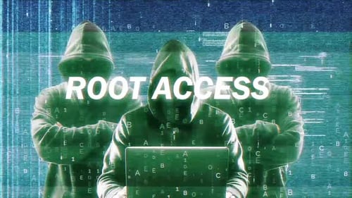 Root Access On Hack Screen And Data Matrix Simulation With Futuristic Hud Screen