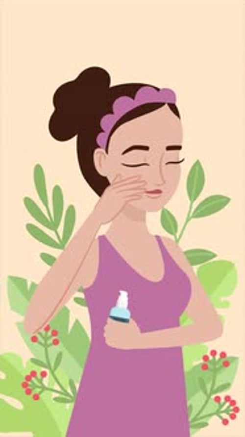 Woman Applying Skincare Serum Illustration For Beauty Content