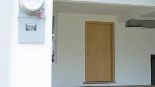 door of the house closed with door-handle