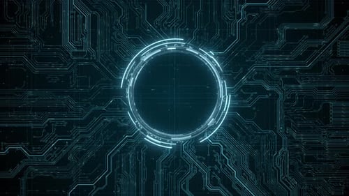 Animated Circuit Board Digital Technology Background Central Computer Processor CPU Concept