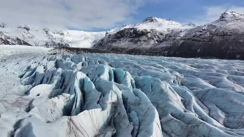 Aerial view of svinafellsjokull glacier and mountains, Iceland.