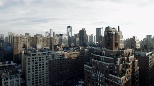Aerial view of new york city skyline. cityscape metropolis. Shot on Red Epic