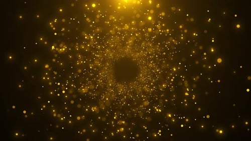 Golden Sparkling Particles Abstract Tunnel Background Loop