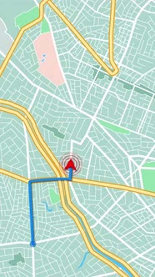 GPS Navigation on Flat Design City Map