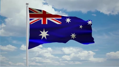 Realistic Australian Flag Waving Animation Loop