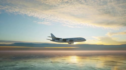 Das Flugzeug fliegt vor dem Hintergrund fantastischer Wolken