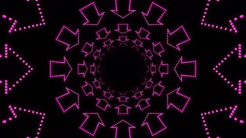 Muitos fundos coloridos de animação em loop de túnel de setas de néon