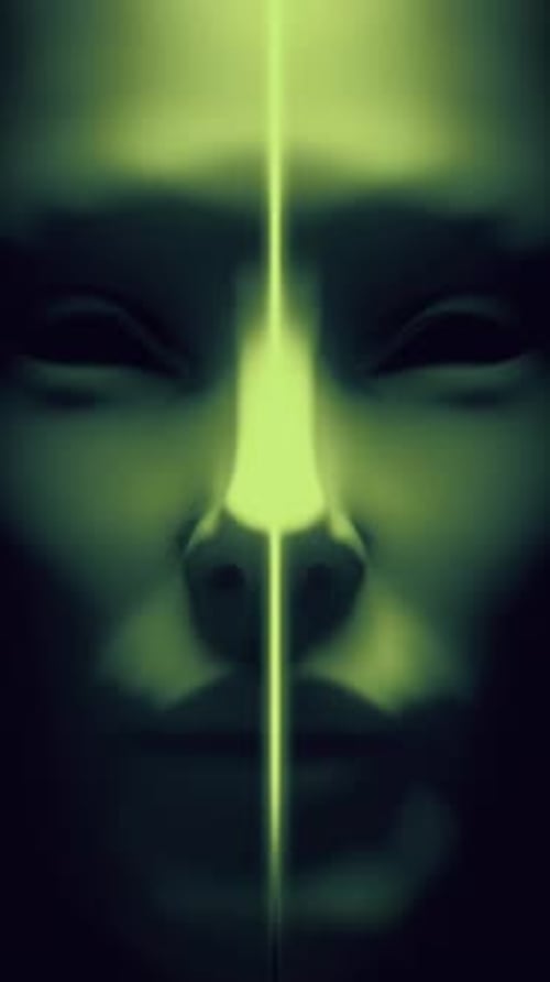 Green Abstract Glowing Face Vertical Loop