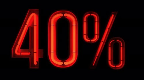 Red Neon 40 Percent Sign Animation